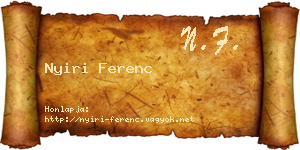 Nyiri Ferenc névjegykártya